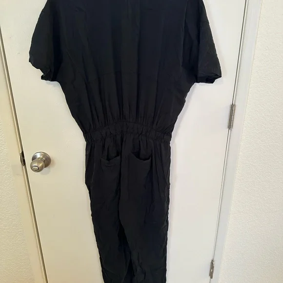 Black Button-Up Jumpsuit - Picture 2 of 4